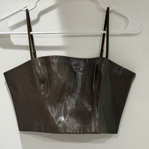 Space Grey Faux Leather Women's Cropped Tank